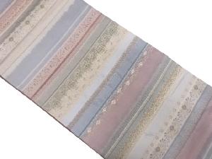 横段に花唐草模様織り出し袋帯